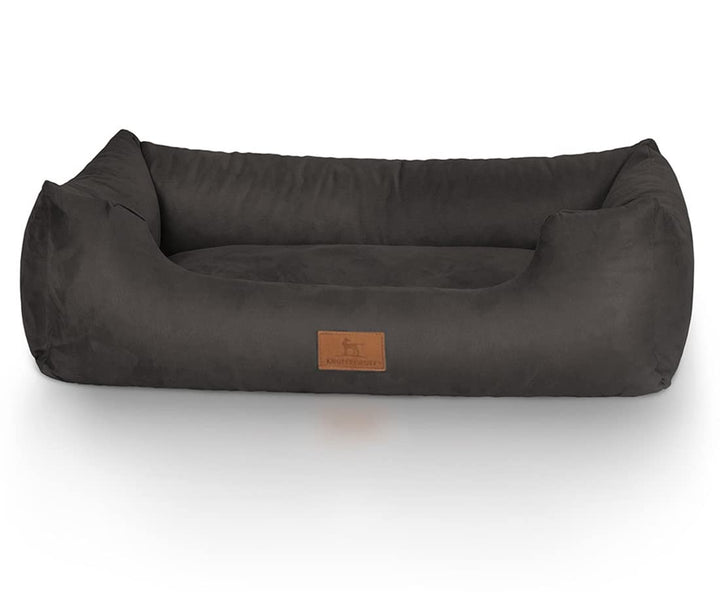 Knuffelwuff Hundebett Dreamline aus Velours M-L 85 x 63cm Schwarz Schwarz L 85 x B 63 x H 23 cm, Sch