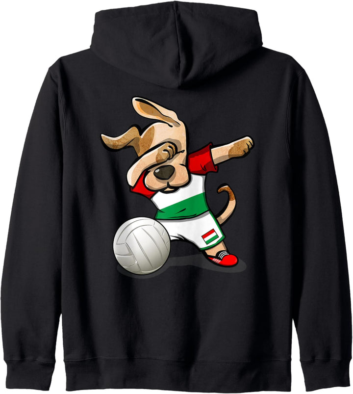 Lustiger Tupfender Hund Ungarn Volleyball Ungarische Flagge Kapuzenjacke