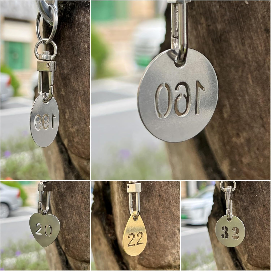 304 Stainless Steel Key Tags with Ring 100 pcs, 25mm Hollowed Number ID Tags Key Chain, Numbered Key