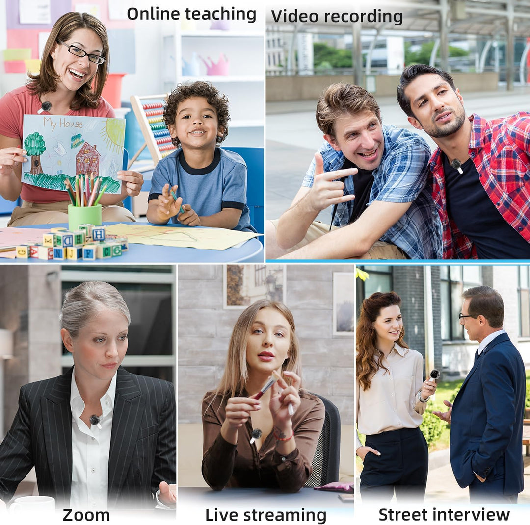 LAMSCAT Wireless Microphone for iPhone/ipad/Android/USB c/PC, Lavalier Microphone for Recording, Liv
