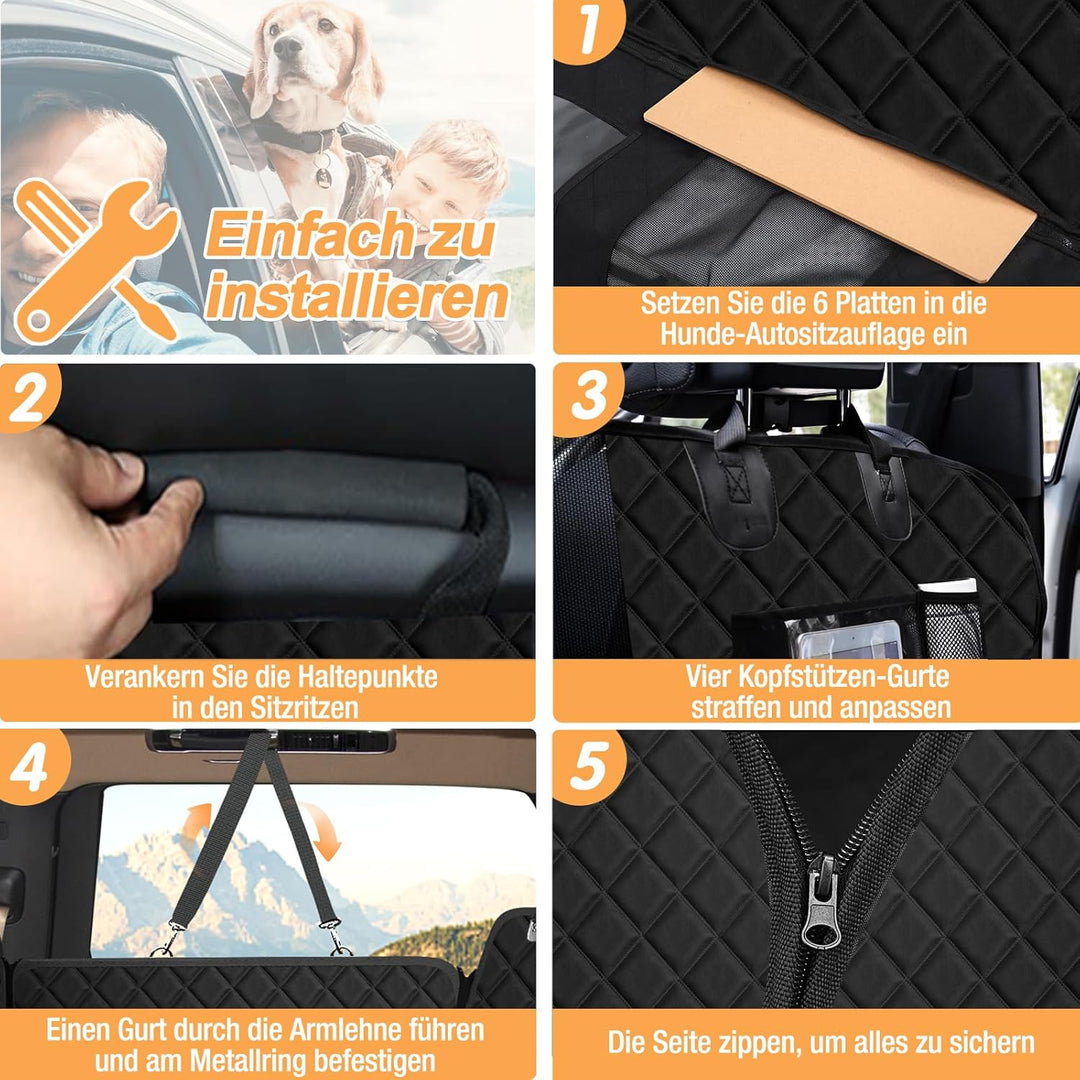 Vinstatin Hunde-Autositzabdeckung für Rücksitz mit starkem harten Boden, Rücksitzverlängerung rutsch