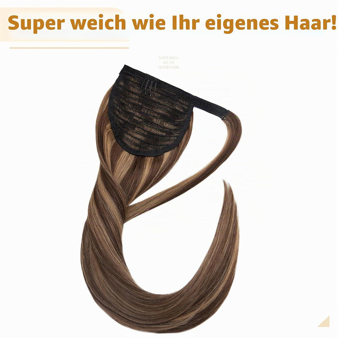 SEGO Ponytail Extension Echthaar Pferdeschwanz Zopf Haarteil Haarverlängerung Hair Piece Haar Hitzeb