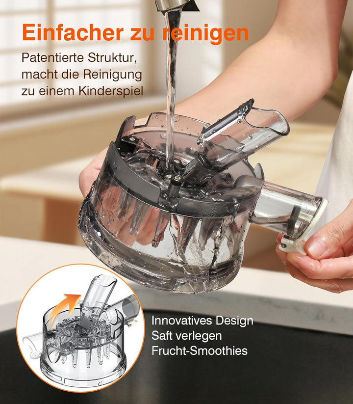 Zasmira Entsafter, Entsafter Slow Juicer mit hohem Drehmoment und 120MM-Einfüllschacht, Kein Vorschn