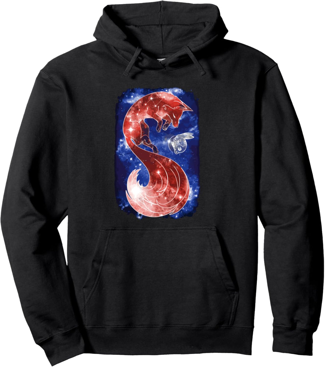 Cosmic Fox Dreaming Cute Artsy Fox Grafik Pullover Hoodie