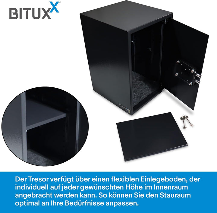 BITUXX Tresor Möbeltresor Safe Aktentresor Sicherheitstresor Abschliessbar mit Schlüssel für Büro un