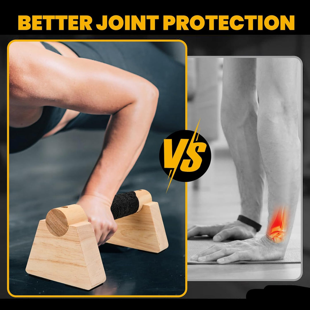 2 Stück Liegestützgriffe aus Holz Handstand Griffe 20 CM Push Up Bars mit Rutschfeste Gummipuffer, P