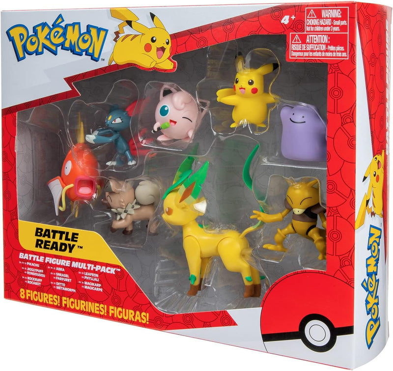 BANDAI - Pokémon – 8 Figuren Battle – Pikachu, Rondoudou (Jigglypuff), Rocabot (Rockruff), Abra, Far