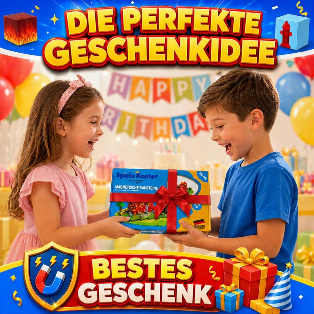 Spiele Kontor Magnetische Bausteine Feuerwehr - 150 Stück Magnetbausteine | Kinderspielzeug für Jung