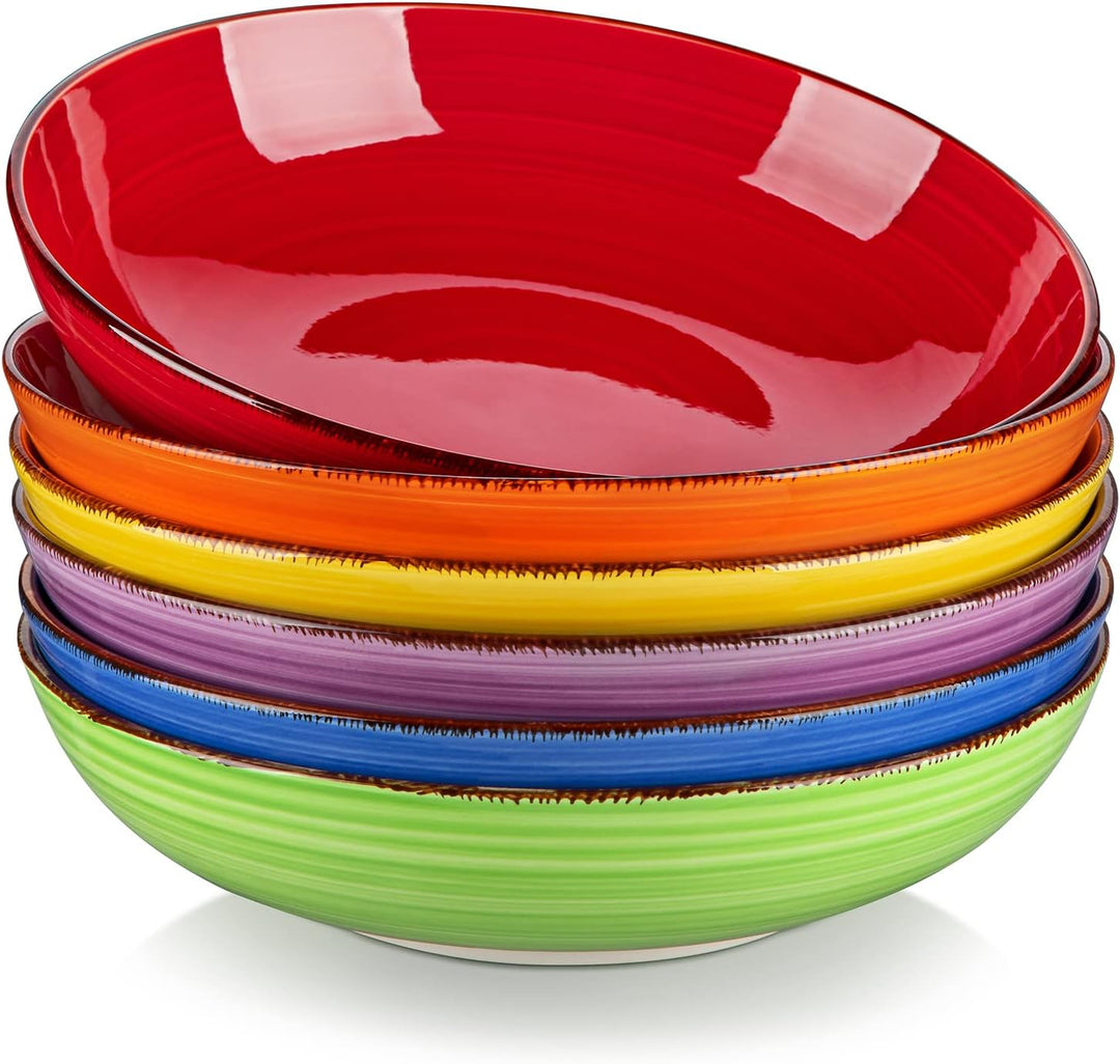 vancasso Suppenschalen Steingut, Bonita Suppenteller 6er Set, Pastateller, Spaghetti Tiefteller, Nud