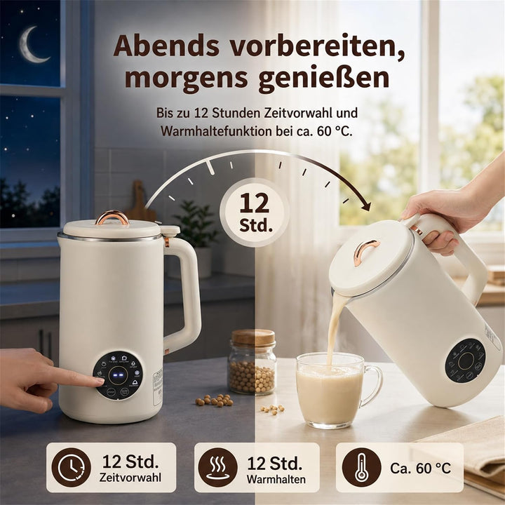 Sojamilchbereiter 1L Nussmilchmaschine Pflanzendrink Maker Mit 10 Klingen