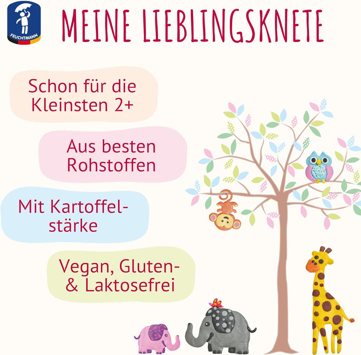 Feuchtmann MEINE LIEBLINGSKNETE | Knetset 4 x 150g | vegane glutenfreie Knete | Kinderknete ungiftig