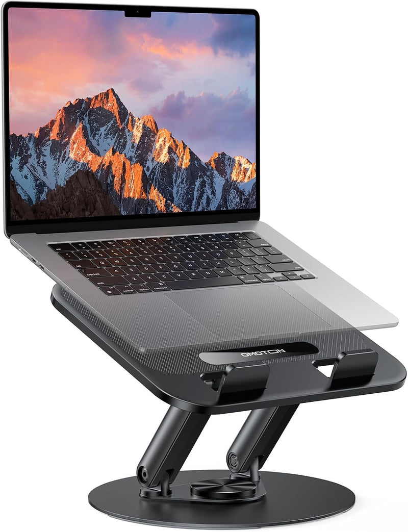 OMOTON Laptop Ständer, Schwenkbarer Laptopständer mit 360° drehbarer Metallbasis, Ergonomischer Lapt