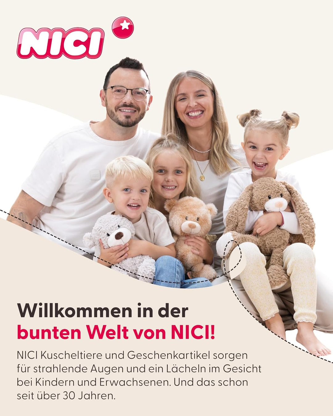 NICI Kuscheltier Hund 12cm schlafend im Körbchen - beige - 63133 | Stofftier aus weichem Plüsch, nie