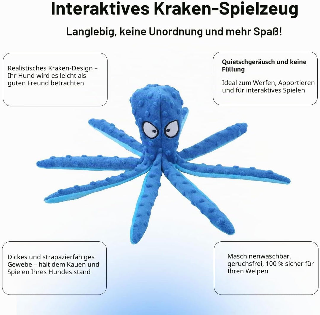 Hunde-Quietschspielzeug Krake, kein stopfendes Crinkle-Plüsch-Hundespielzeug für das von Welpen, lan