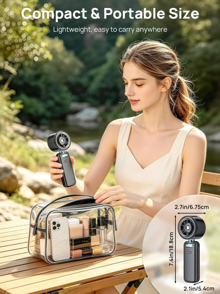 Handventilator mit Wasserkühlung, Turboventilator Klein mit Kühlnebel Spray, USB Wiederaufladbarer A