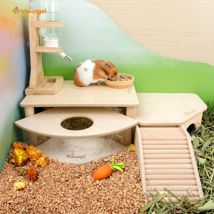 Niteangel Hamster-Spielplattform aus Holz für syrische Zwerghamster, Rennmäuse, Mäuse, Degus oder an