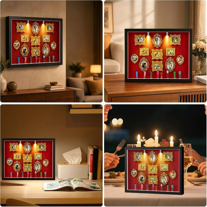 DIY Mini Museum Silhouette Box, Mini Museum Bilderrahmen Vintage,Miniatur Museum of Us mit LED, Schw