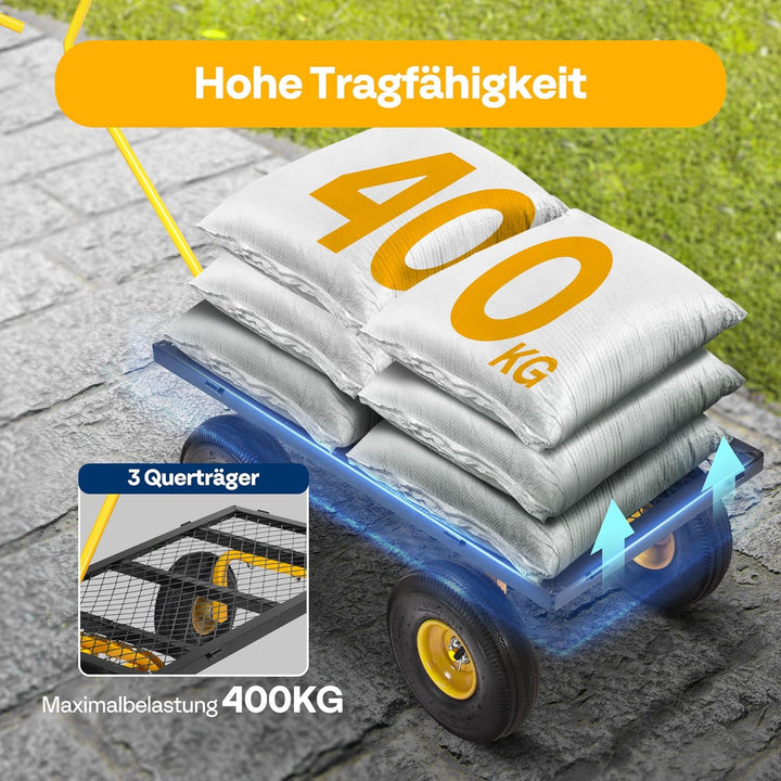 VIVOHOME Gartenwagen Bollerwagen mit Abnehmbaren Seiten Belastbar bis 400kg | Belastbarer Transportw