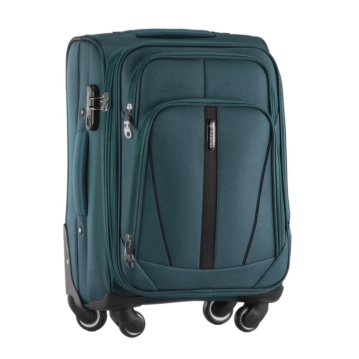 DIAMOND Weichschalen-Kabinenkoffer S 20" – Grün, Codura 1200D, 360° Rollen, Zahlenschloss, Erweiterb