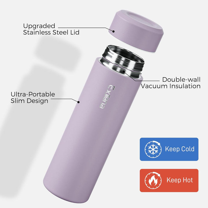【Upgrade-Version】Exllena Mini Thermosflasche 350ml mit Edelstahl-Deckel, Trinkflasche Klein Doppelwa