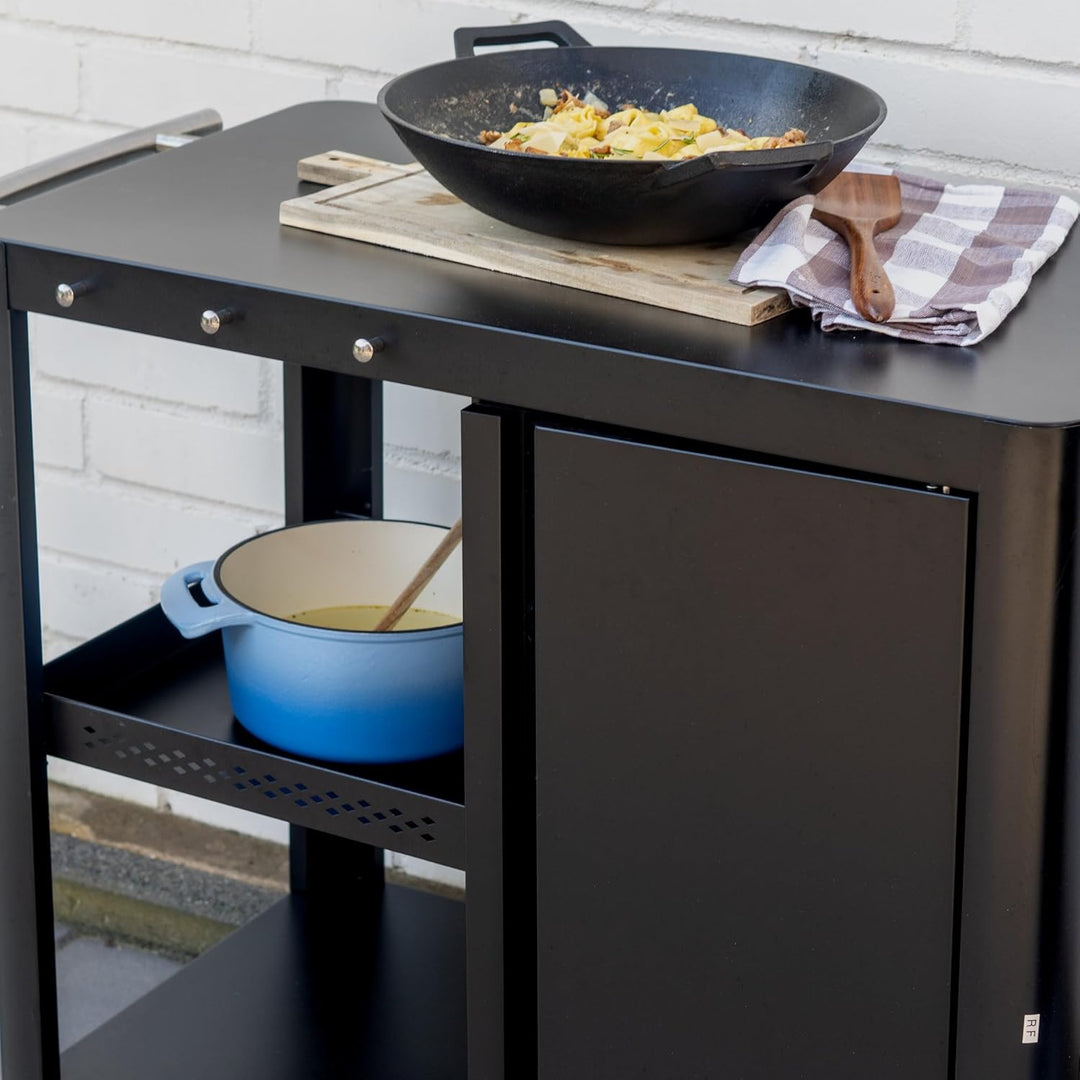 BBQ-Toro Grillwagen 95 x 50 x 80 cm | Schwarz | Grilltisch Mit Grosser Arbeitsfläche | Beistelltisch