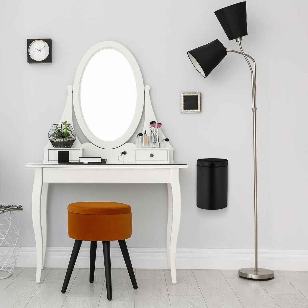 Relaxdays Kosmetikeimer Wandmontage, 5 Liter, Absenkautomatik, Inneneimer, Metall, runder Badezimmer