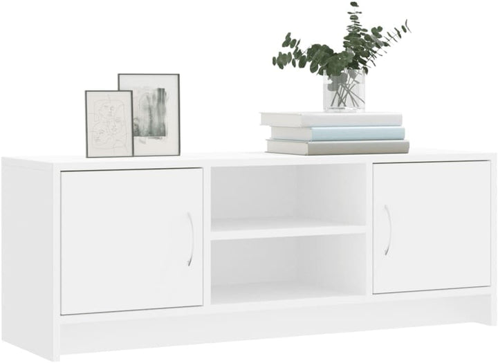 TV-Schrank, weiss, 102 x 30 x 37,5 cm, mehrschichtiges Holz, TV-Konsole, Regal unter TV, Schrank mit