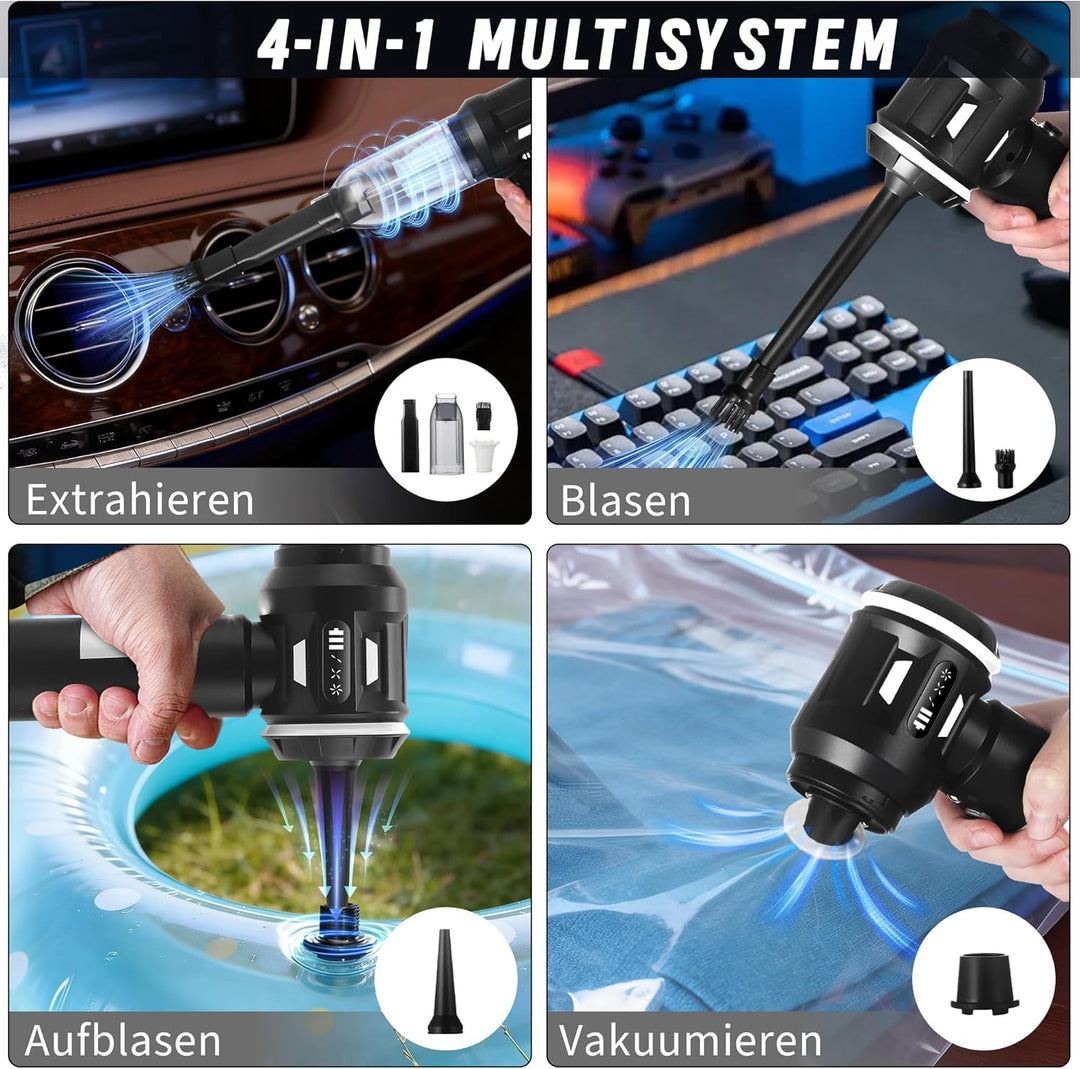 Citybee Handstaubsauger Akku Mini Staubsauger Kabellos - 25000Pa Handstaubsauger Stark 4 in 1 Autost