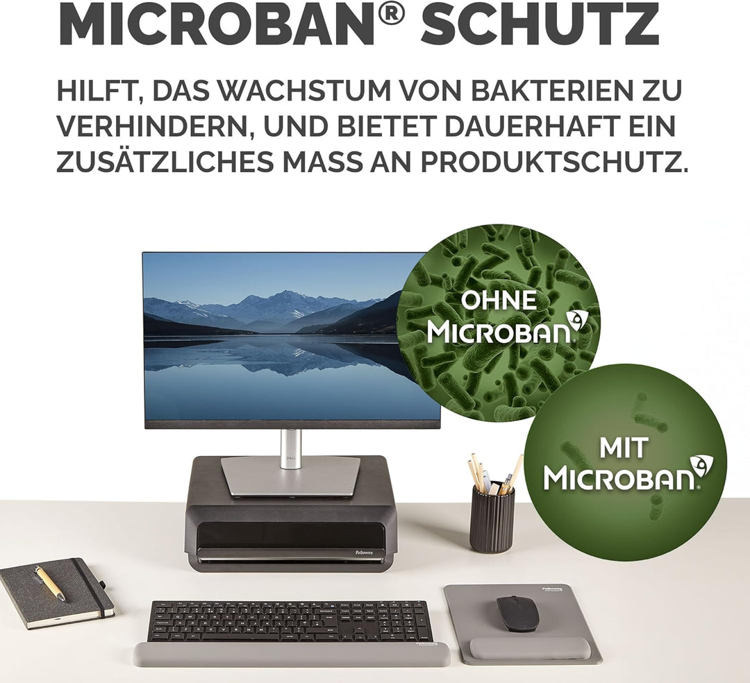 Fellowes Breyta XL Mauspad mit Handgelenkauflage – Grau, mit HEX Cushion Technology Silikonpolster u