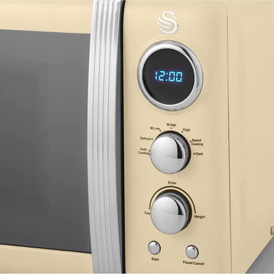 Swan Retro SM22030CNEU Digital Mikrowelle 20L, 5 Leistungsstufen, Auftaufunktion, 60 Minuten Timer,