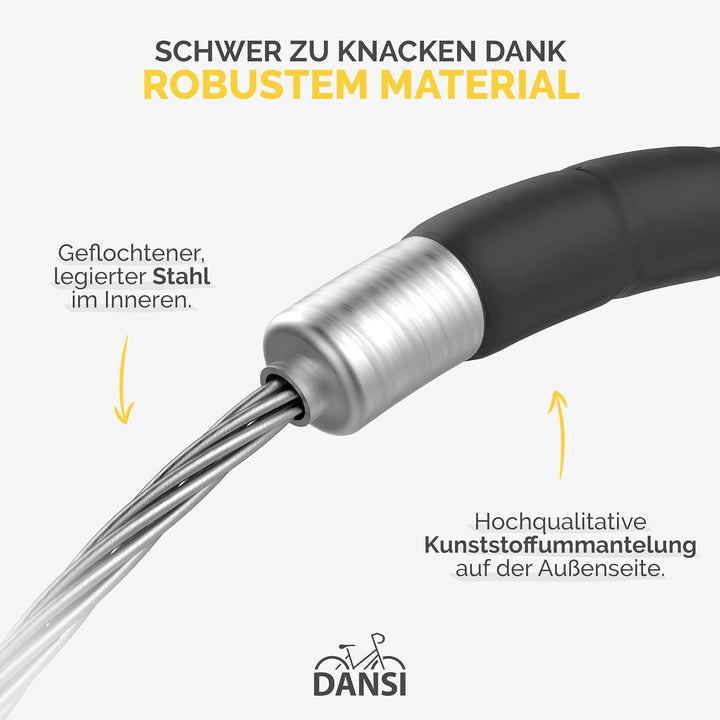 DANSI Panzerschloss Fahrrad I sicherer Diebstahlschutz mit 2 Schlüsseln I Fahrrad schloss, bike lock