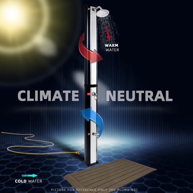 CCLIFE Solardusche 35L mit Bodenplatte und Handbrause Solar Gartendusche Pooldusche Regendusche Auss