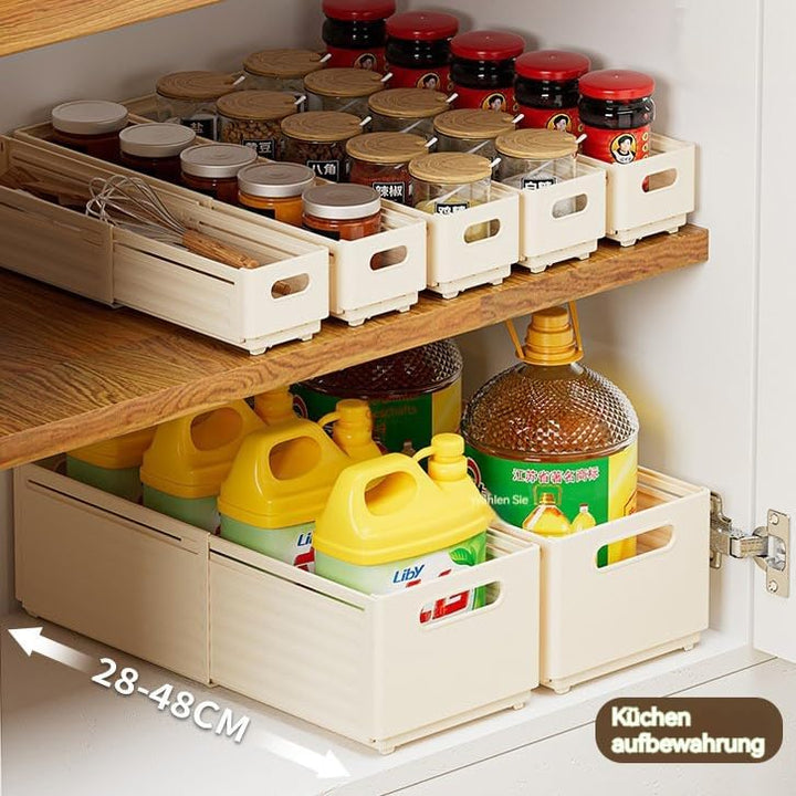 Teleskopschublade,Ausziehbare Aufbewahrungsbox Schrank Organizer Kleiderschrank, Faltbare Kunststoff