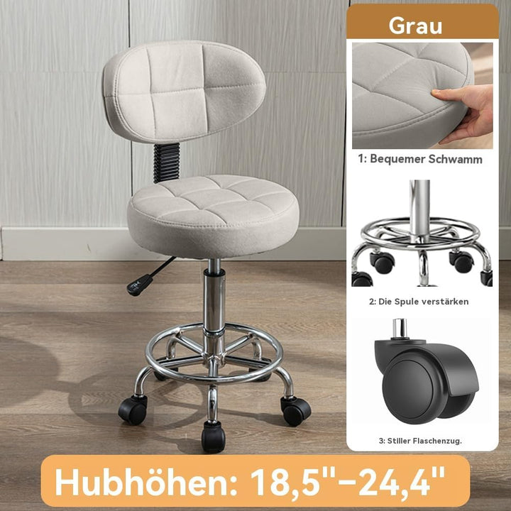 Moderner Bürodrehstuhl - Rollhocker mit Niedriger Rückenlehne und Höhenverstellung - Drehbare Arbeit