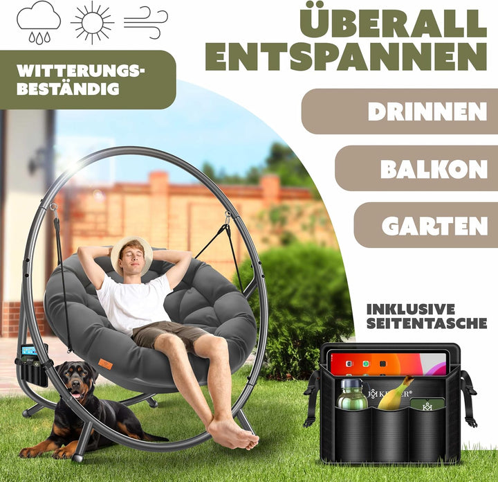 KESSER® Hängesessel mit Gestell Bali Hängeschaukel Hängestuhl bis 150kg für Indoor und Outdoor + Kis