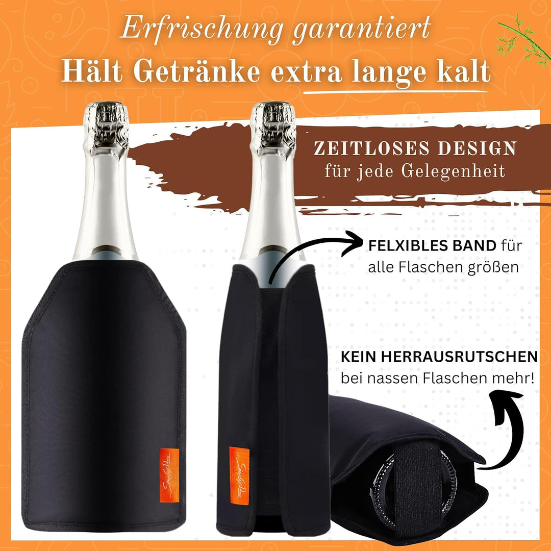 Kühlmanschette für Weinflaschen – Extra lange Kühlung, wasserabweisendes Nylon – Flexibel für Wein,