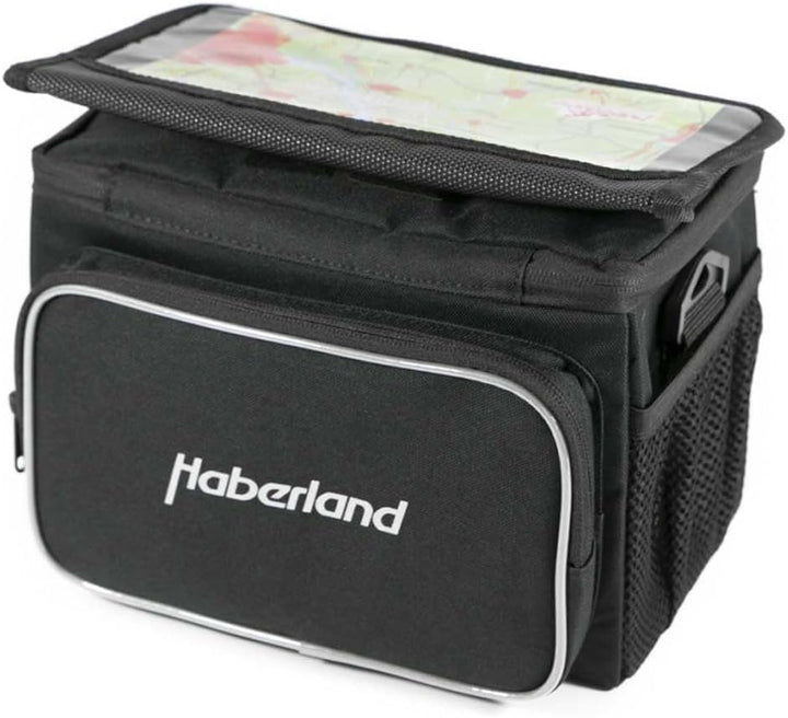 Haberland Fahrradtasche Lenkertasche 6L Schwarz Inklusive klick-Fix-Adpter, 25 x 19 x 13cm