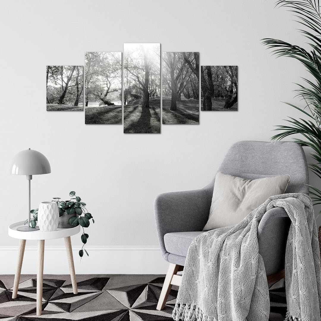 Runa Art Wandbilder Wald Landschaft 5 Teilig Bild auf Vlies Leinwand Deko Schlafzimmer Wohnzimmer So