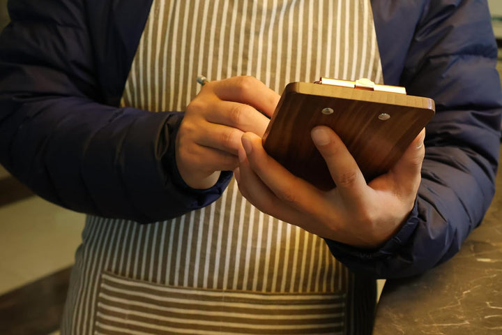 Klemmbrett aus massivem Hartholz mit Ständer, Menühalter aus Holz für Restaurants, Tischständer, Qui