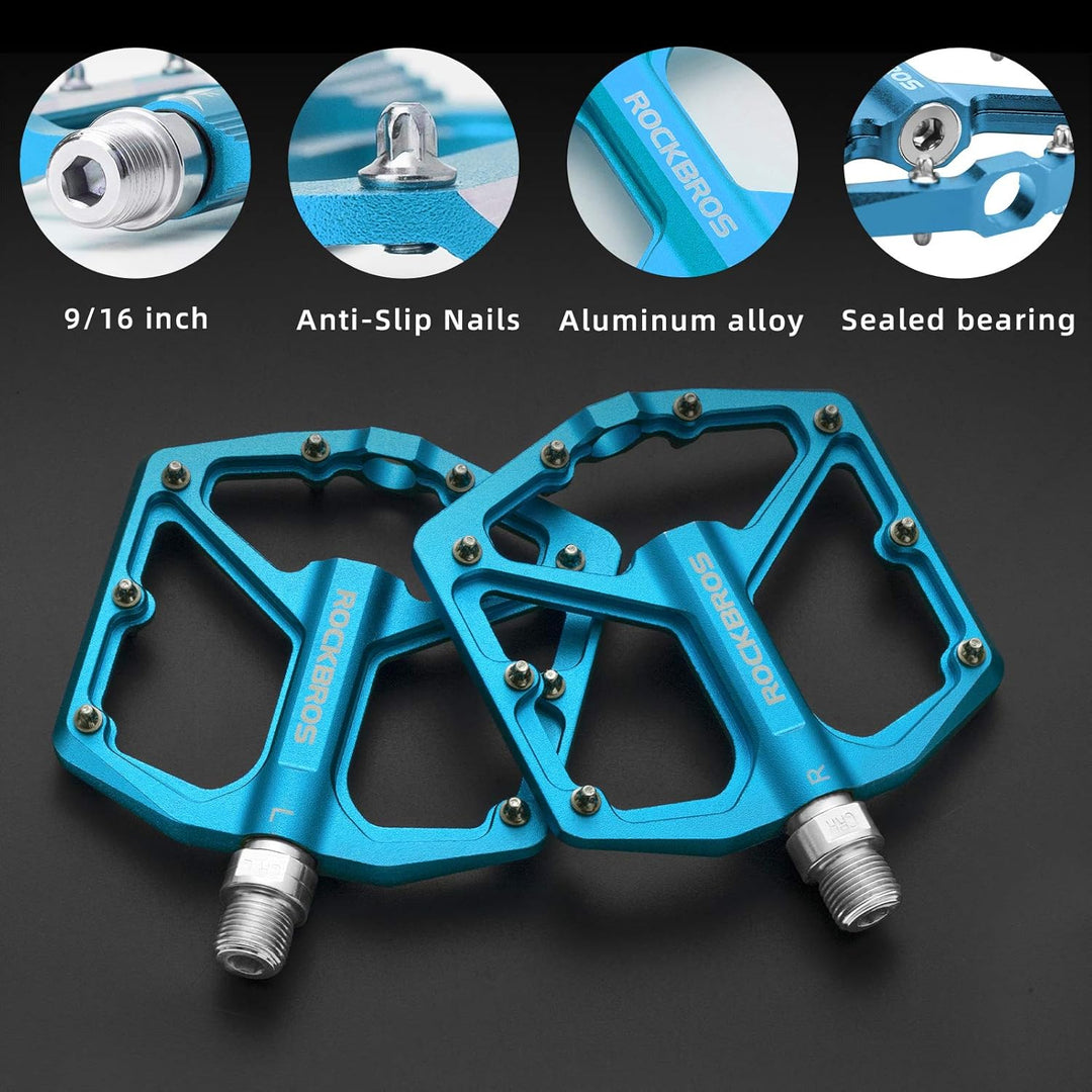 ROCKBROS Fahrradpedale Rennrad Pedale Aluminium Platform Pedale Ultraleicht Antirutsch Fahrrad Pedal