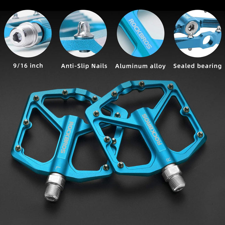 ROCKBROS Fahrradpedale Rennrad Pedale Aluminium Platform Pedale Ultraleicht Antirutsch Fahrrad Pedal