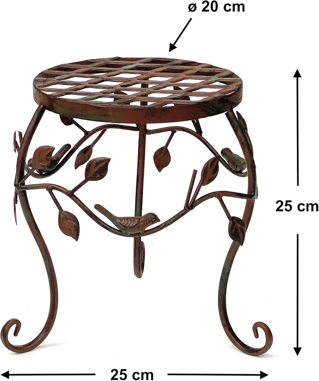 DanDiBo Blumenhocker Metall Braun 25 cm Blumenständer 93992 S Blumensäule Antik Pflanzenständer Pfla