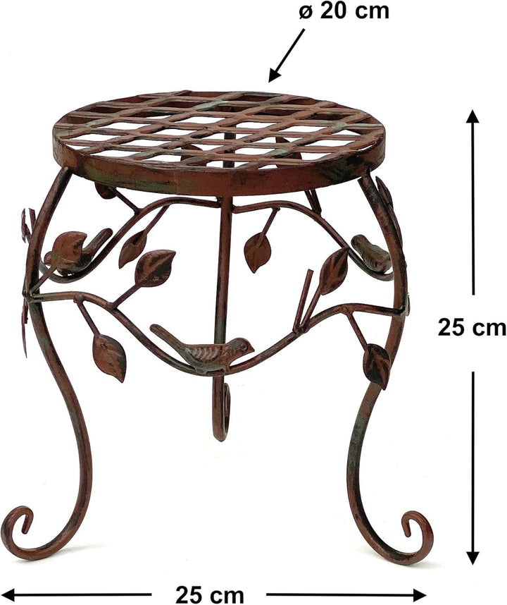 DanDiBo Blumenhocker Metall Braun 25 cm Blumenständer 93992 S Blumensäule Antik Pflanzenständer Pfla