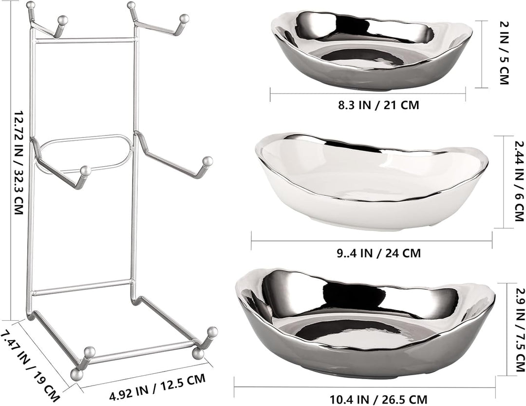 XUDREZ Obst Etagere mit 3 Etagen Obstschalen aus Keramik, Platzsparendes Obstkorb Etagere für die Fa