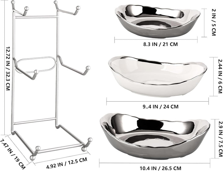 XUDREZ Obst Etagere mit 3 Etagen Obstschalen aus Keramik, Platzsparendes Obstkorb Etagere für die Fa