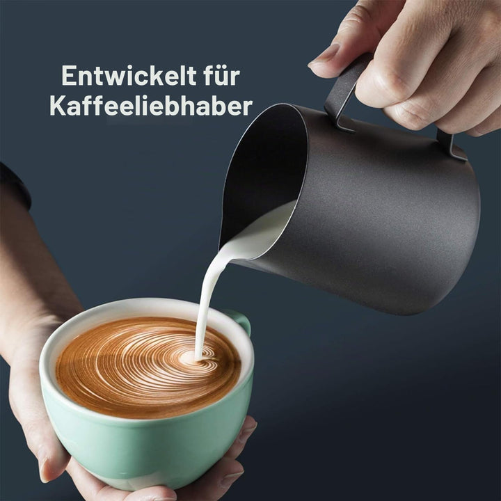 900ML Edelstahl Milchkännchen Kit Milchaufschäumer Kännchen mit Messung Mark und Latte Art Stift Sch