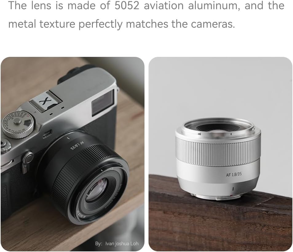 TTArtisan 35 mm F1.8 II Metallgehäuse, Autofokus, AF-Objektiv, kompatibel mit FujiFilm FX Mount, Sil