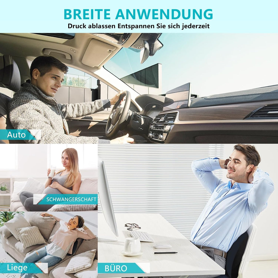 FLORICH Auto Sitzkissen und Lendenkissen Memory Foam Schreibtischstuhl Kissen Ergonomisches Sitzkiss
