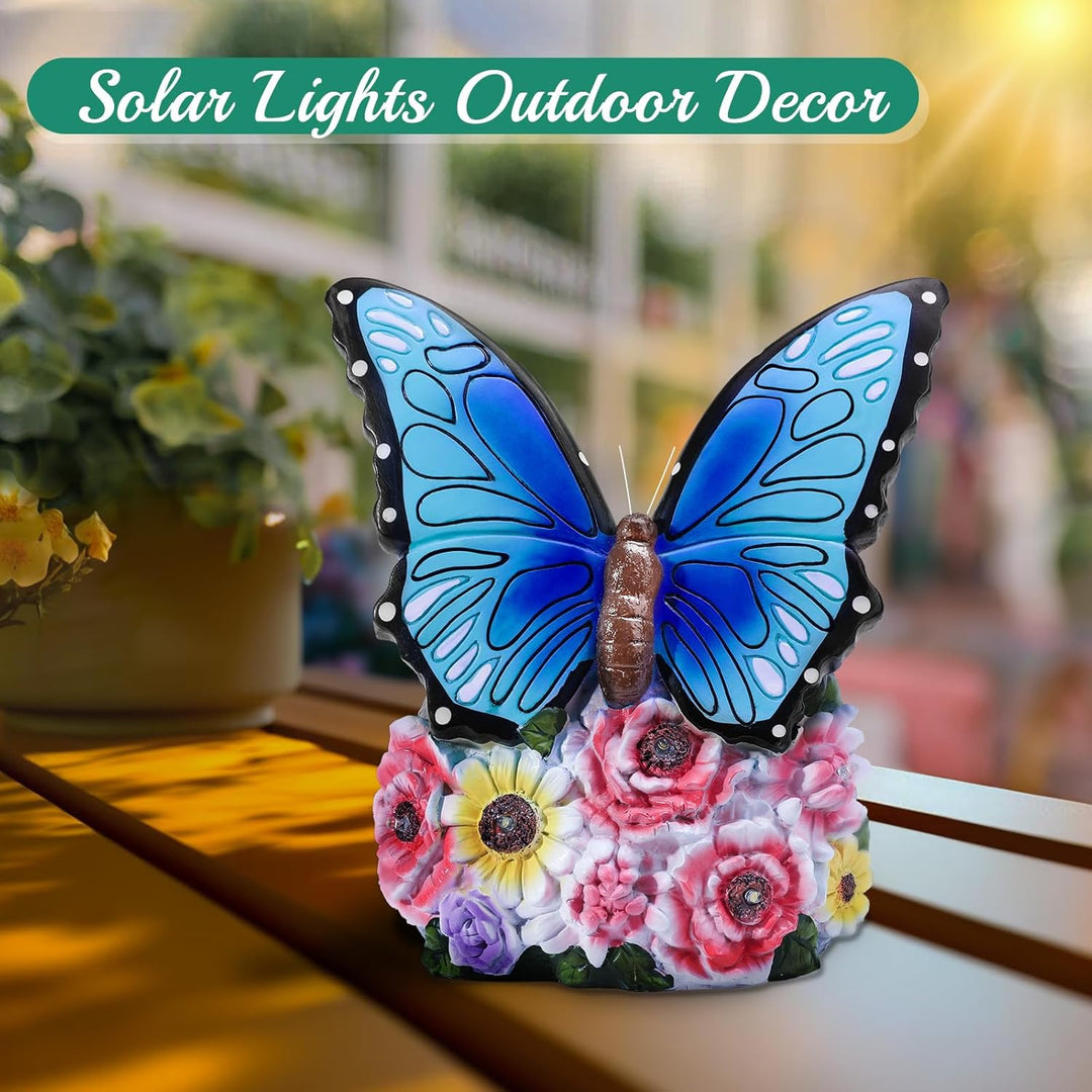 Linkax Geschenke für Frauen Mama Oma, Solar Gartenfiguren Schmetterling Gartendeko für Draussen, mit