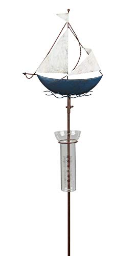 NETPROSHOP Regenmesser Segelboot am Stab, ca. 25x10x13 cm + Stab 100 cm